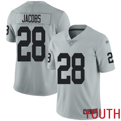 Oakland Raiders Limited Silver Youth Josh Jacobs Jersey NFL Football #28 Inverted Legend Jersey->women nfl jersey->Women Jersey